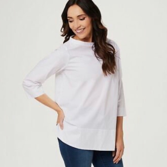 Nwt MARTHA STEWART STRETCH POPLIN BLOUSE - MEDIUM - PEARL PINK - Picture 4 of 6